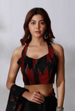 Black And Maroon Ikkat Blouse