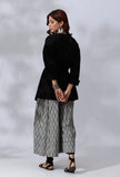 Black Asymmetrical Tie-Up Overlay With Ikkat Detailing