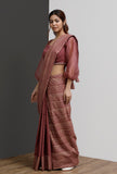 Plum Hand-Block Printed Saree