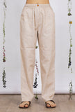 Beige Straight Cotton Khadi Pants
