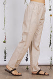 Beige Straight Cotton Khadi Pants