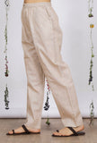 Beige Straight Cotton Khadi Pants