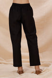Black Plain Cotton Straight Pants