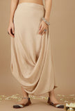 Beige Plain Drape Skirt