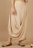Beige Plain Drape Skirt