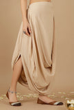 Beige Plain Drape Skirt