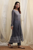 Anchor Grey Boat Neck Front Slit Kurta