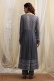 Anchor Grey Boat Neck Front Slit Kurta