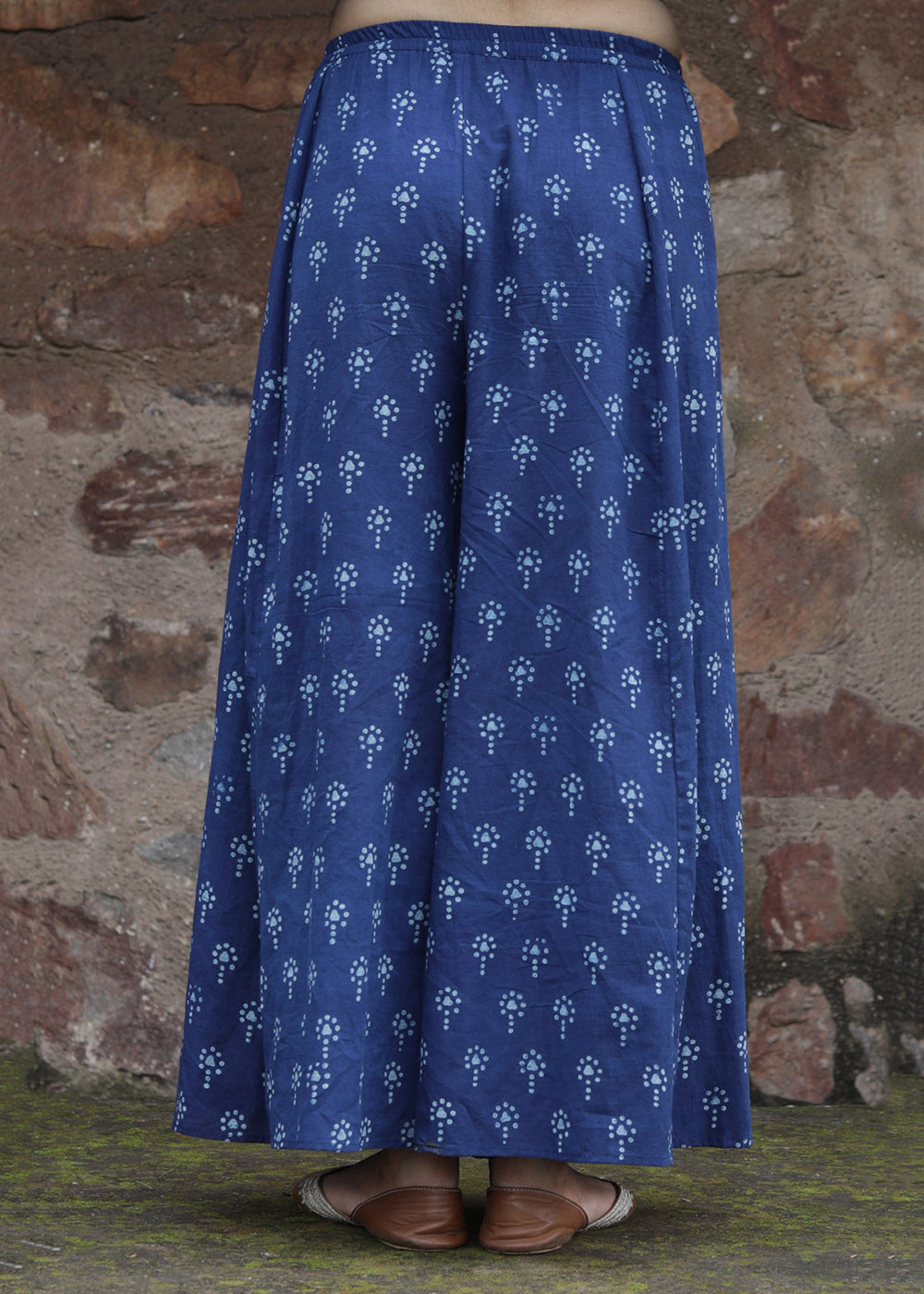 Set Of 2:Luni Indigo Printed Tiered Kurta & Palazzo Pants