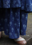 Set Of 2:Luni Indigo Printed Tiered Kurta & Palazzo Pants