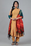 Peacock Green And Red-Orange Ikat Dupatta
