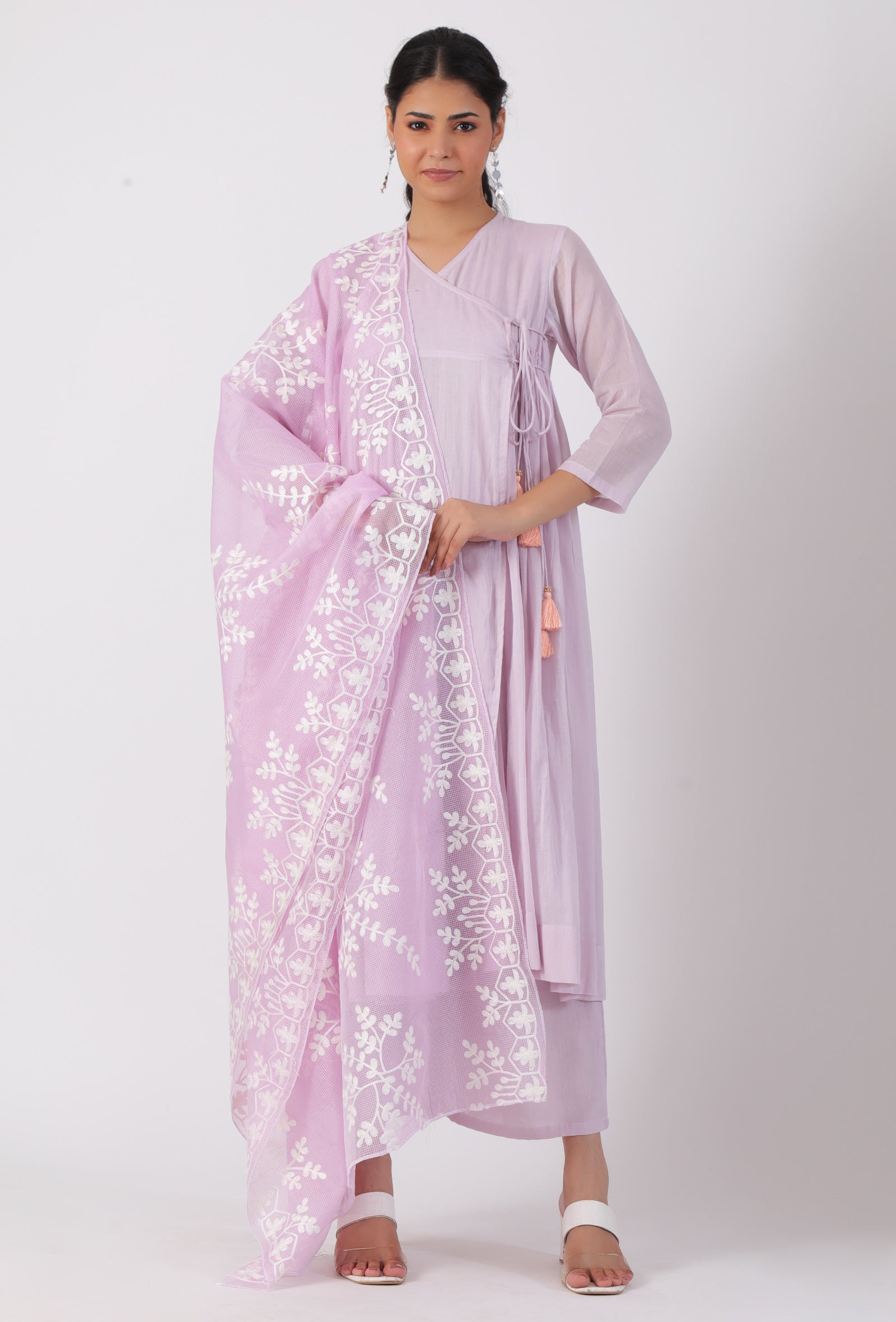 Periwinkle Purple Chickoo Net Dupatta