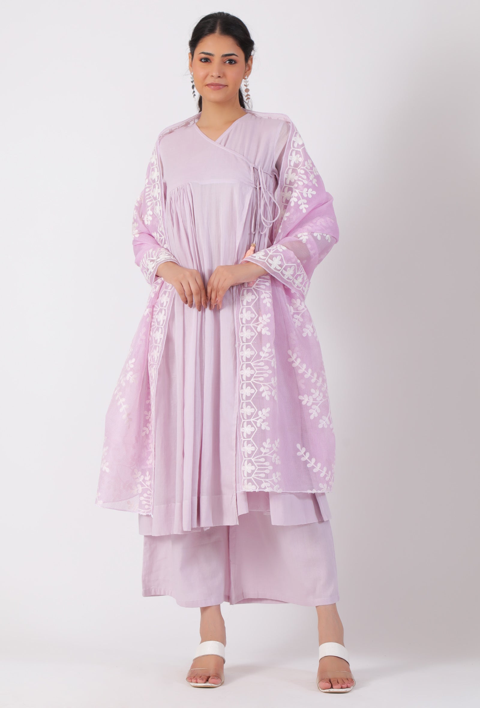 Periwinkle Purple Chickoo Net Dupatta