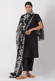 Black Chickoo Net Embroidered Dupatta