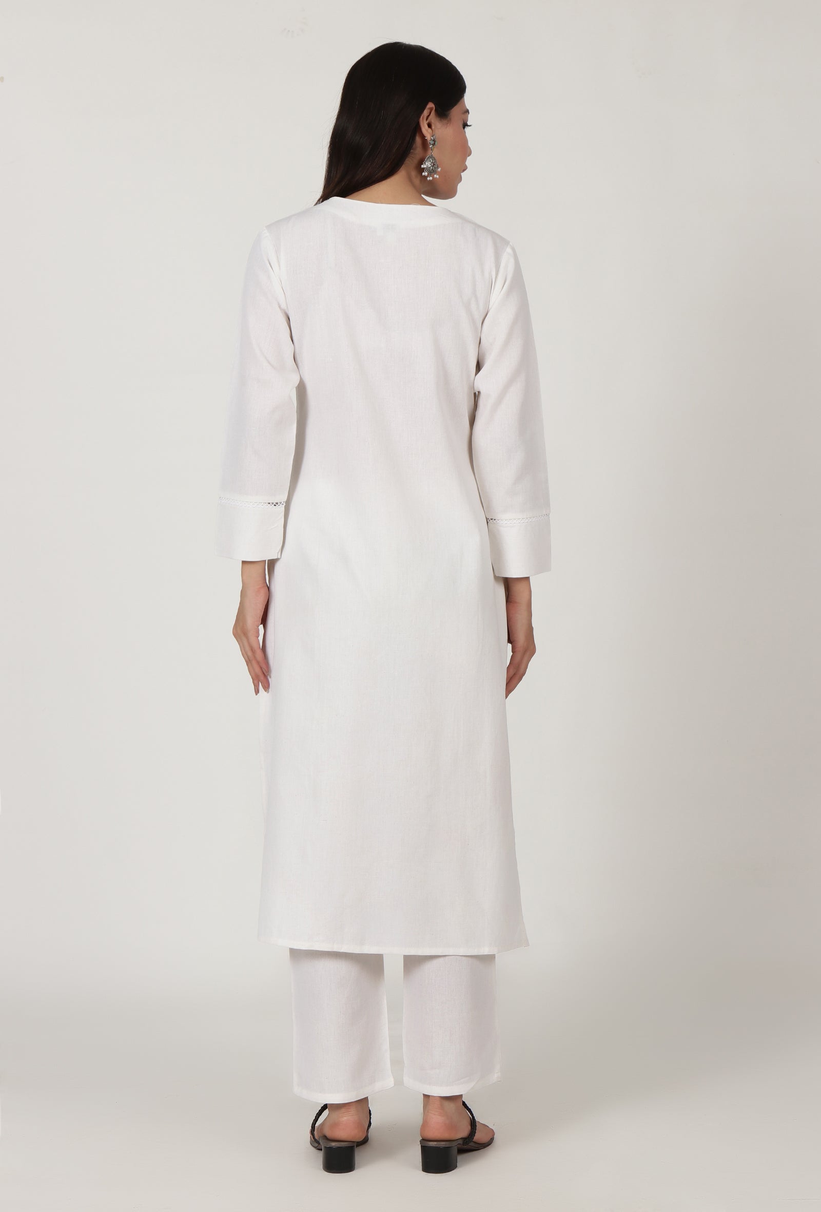 White Moti Handwork Cotton Kurta