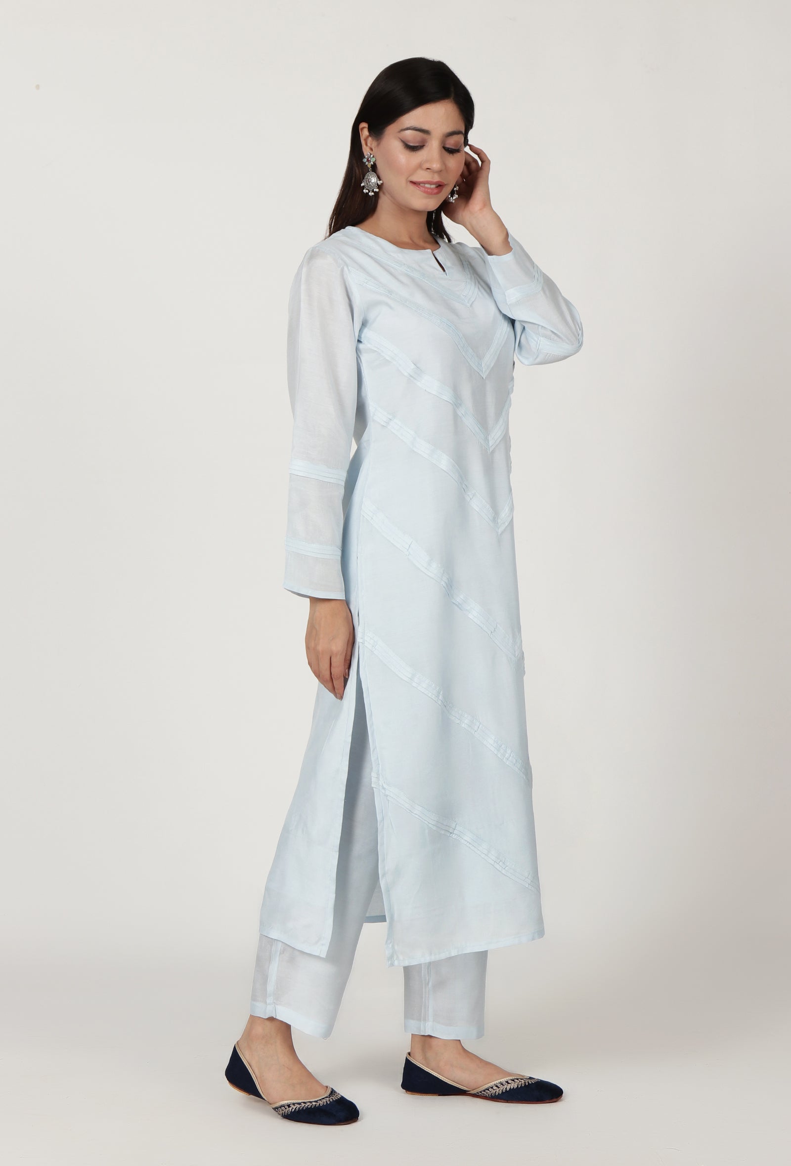 Women Grey Cotton Kurta