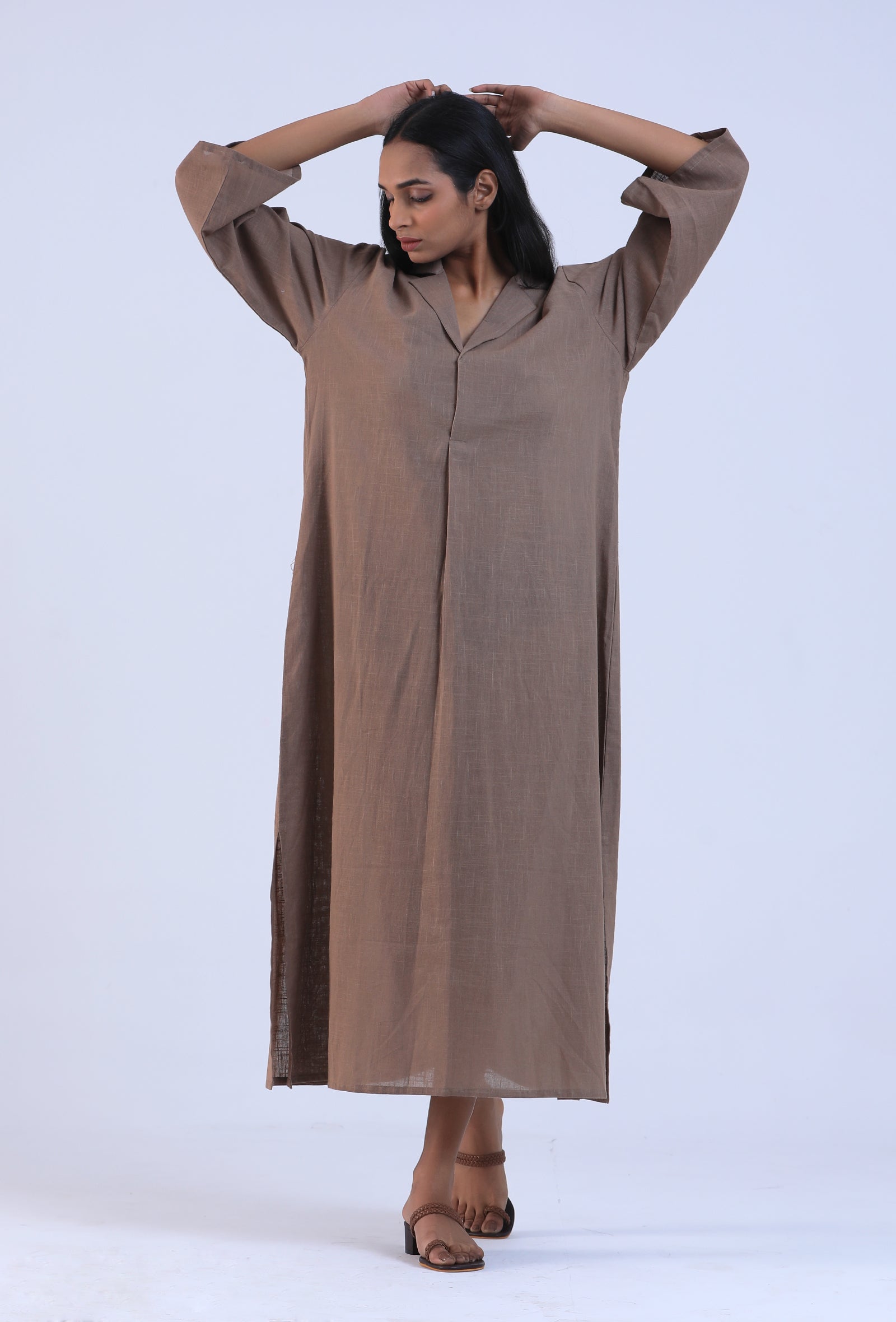 Women Brown Cotton Kurta