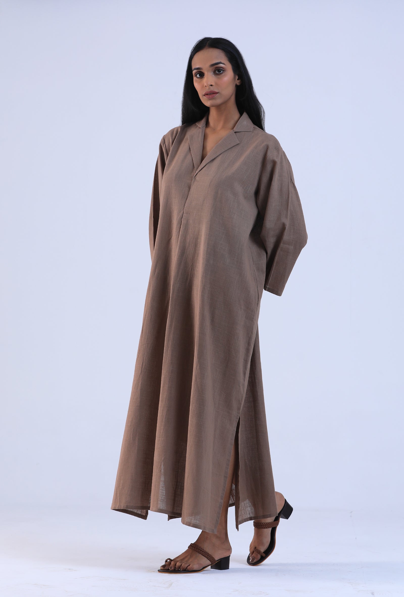 Women Brown Cotton Kurta