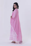 Set Of 2: Pink Cotton Chikankari Kurta & Dupatta Set