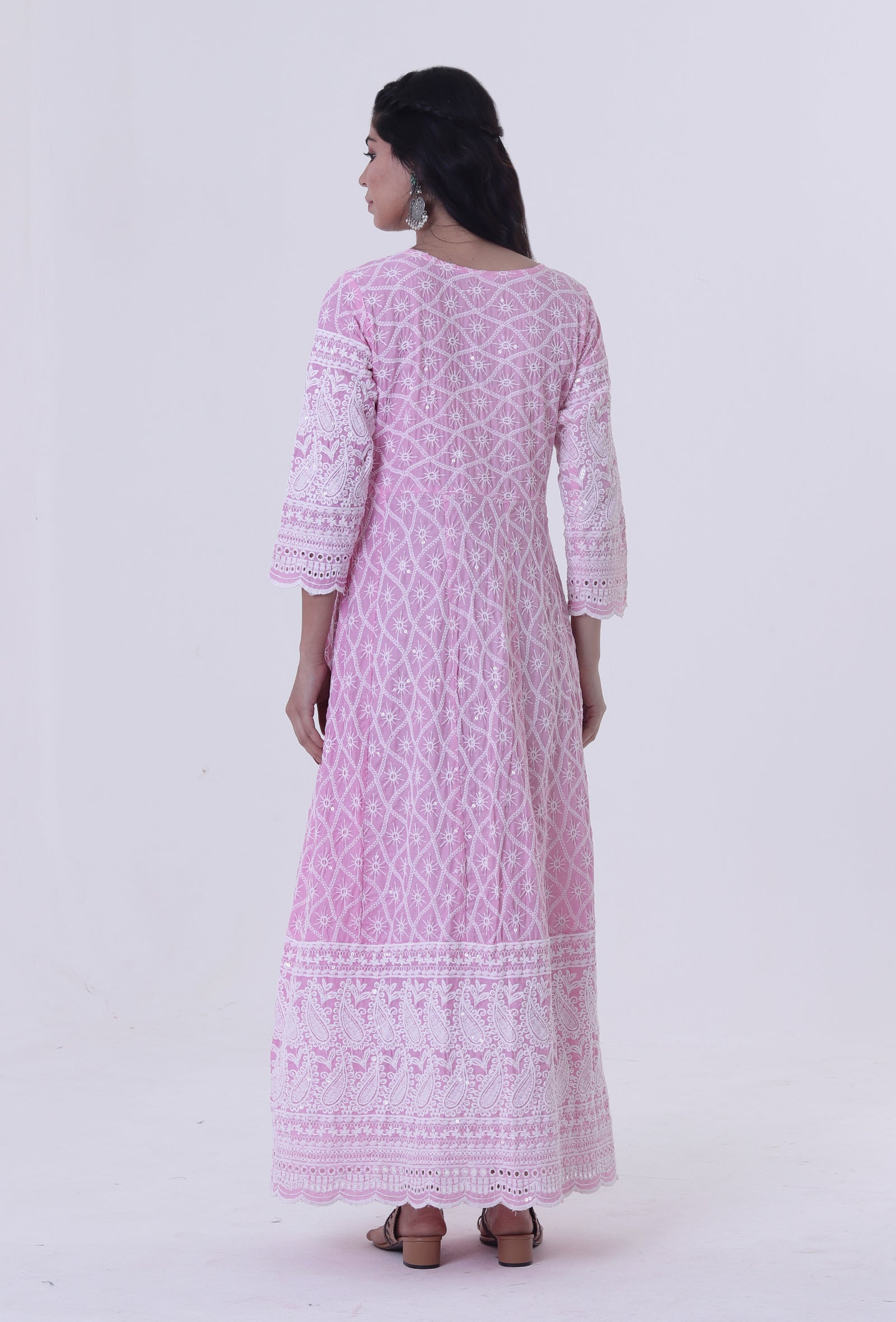 Pink Cotton Chikankari Kurta
