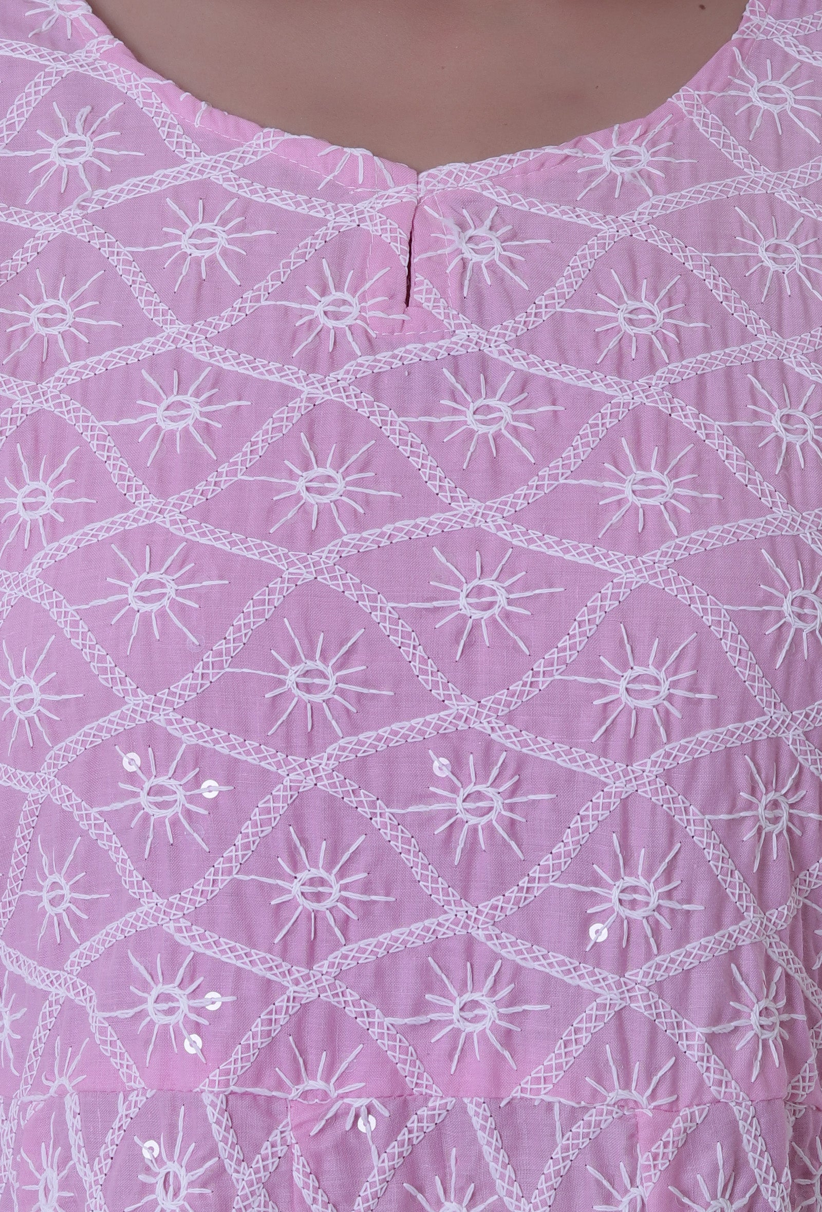 Pink Cotton Chikankari Kurta