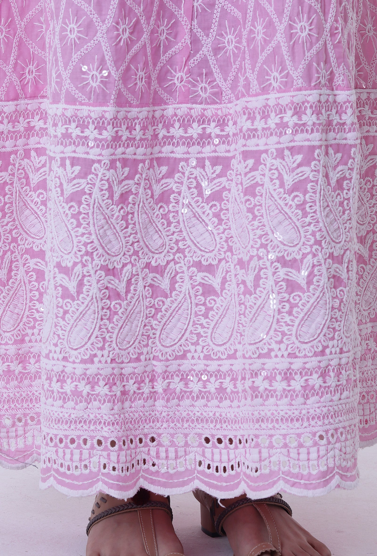 Pink Cotton Chikankari Kurta