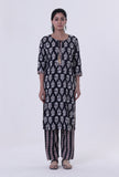 Black Cotton Rayon Kurta