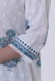 White Cotton Kurta With Blue Motif