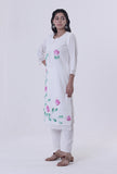 White Cotton Chikankari Laces Kurta