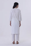 White Cotton Chikankari Laces Kurta