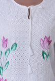 White Cotton Chikankari Laces Kurta