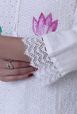 White Cotton Chikankari Laces Kurta