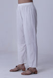 White Cotton Chikankari Laces Pant