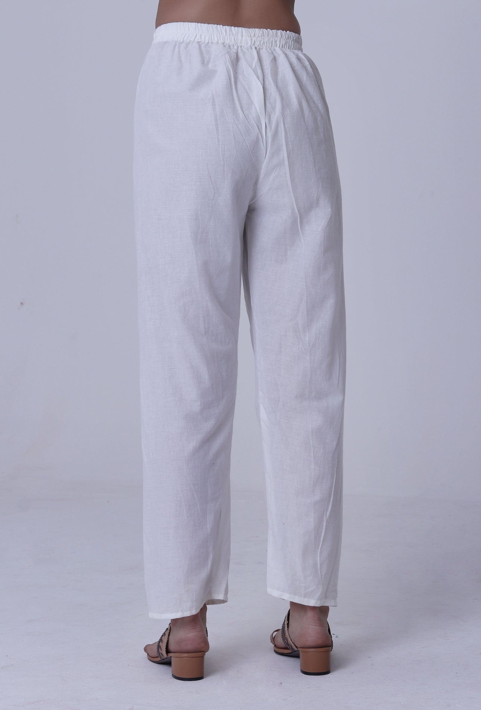 White Cotton Chikankari Laces Pant