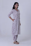 Set Of 2: White Cotton Kurta With Pant Set
