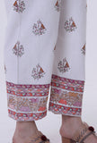 Set Of 2: White Cotton Kurta & Pant With Multicolor Motif