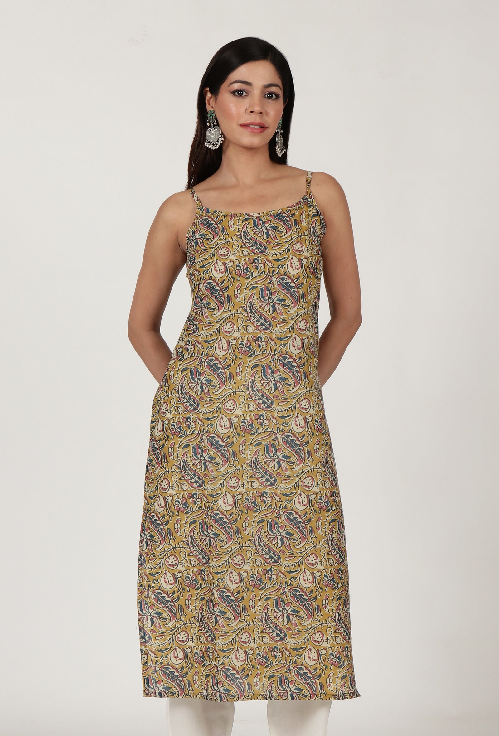 Kalamkari Printed Yellow Color Cotton Slip