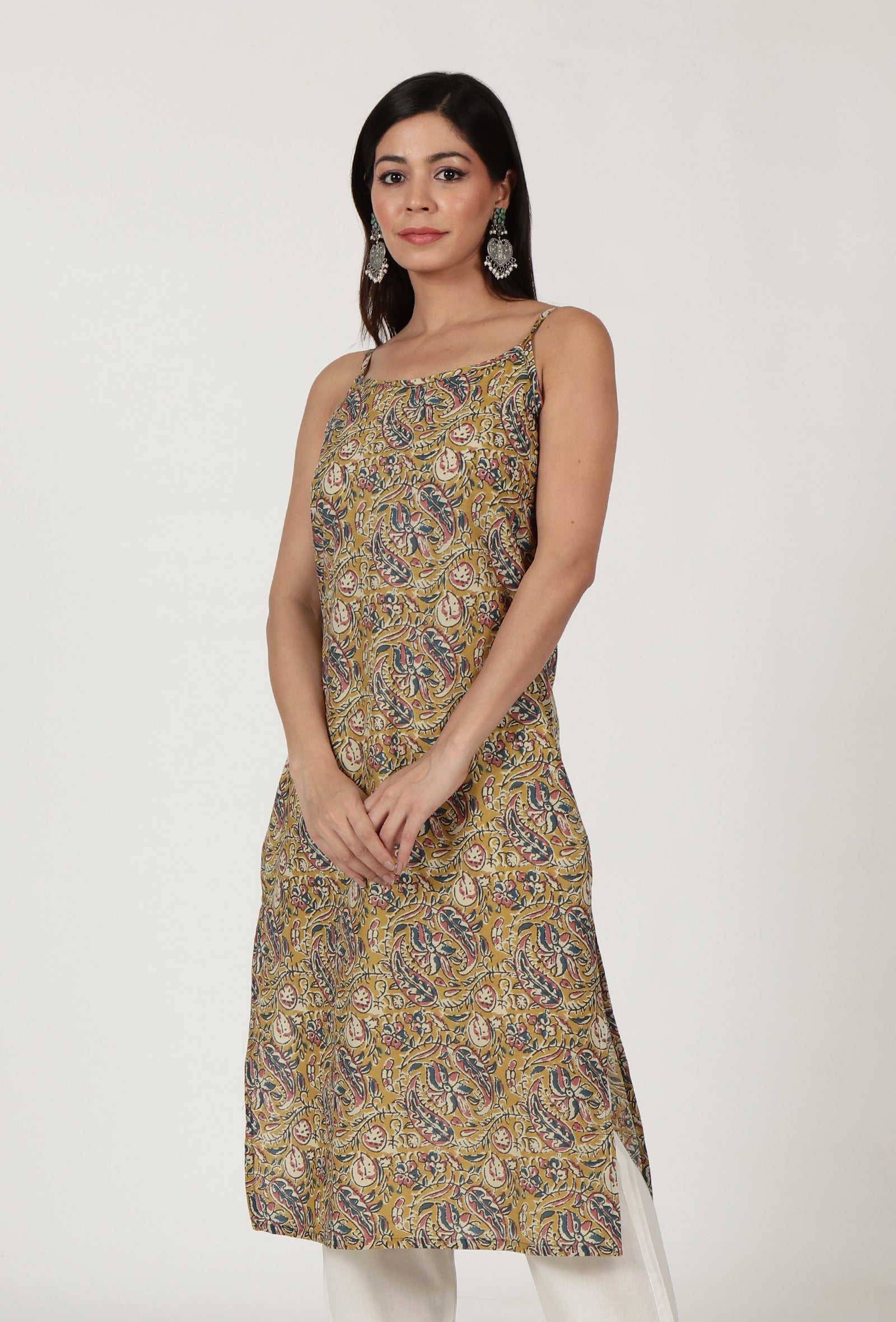 Kalamkari Printed Yellow Color Cotton Slip