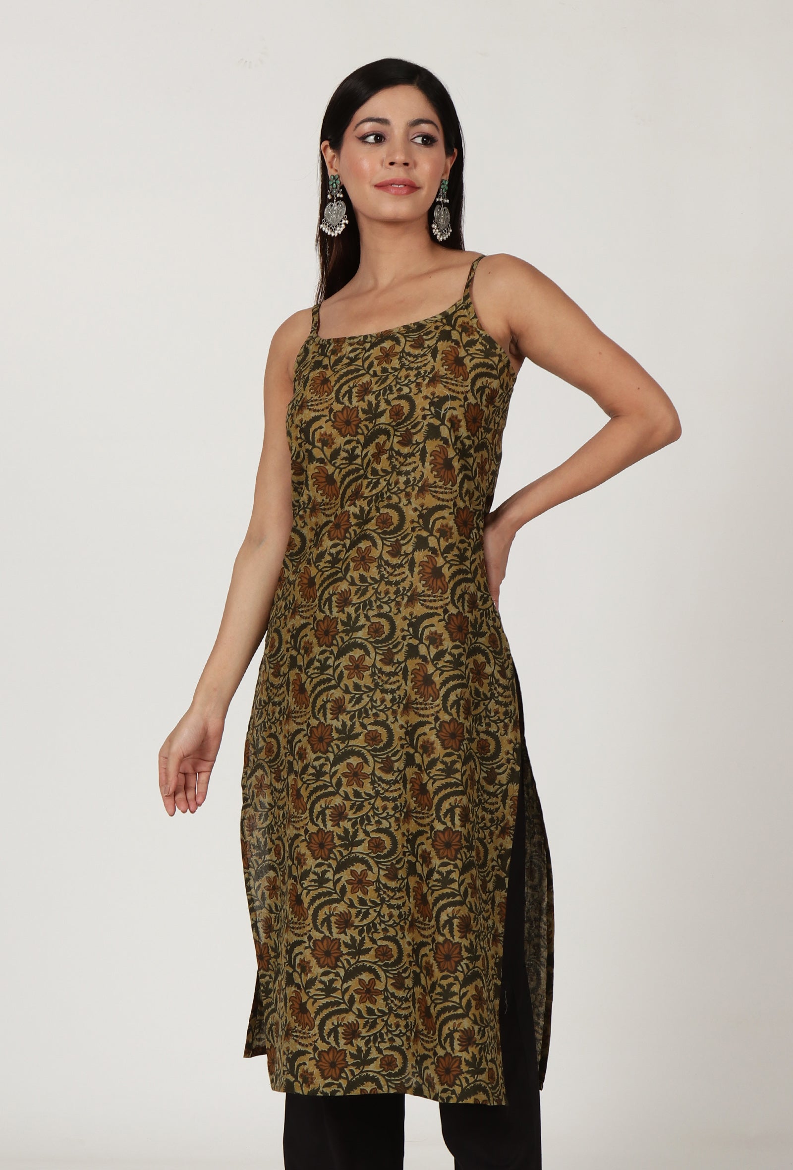 Kalamkari Printed Yellow Cotton Slip