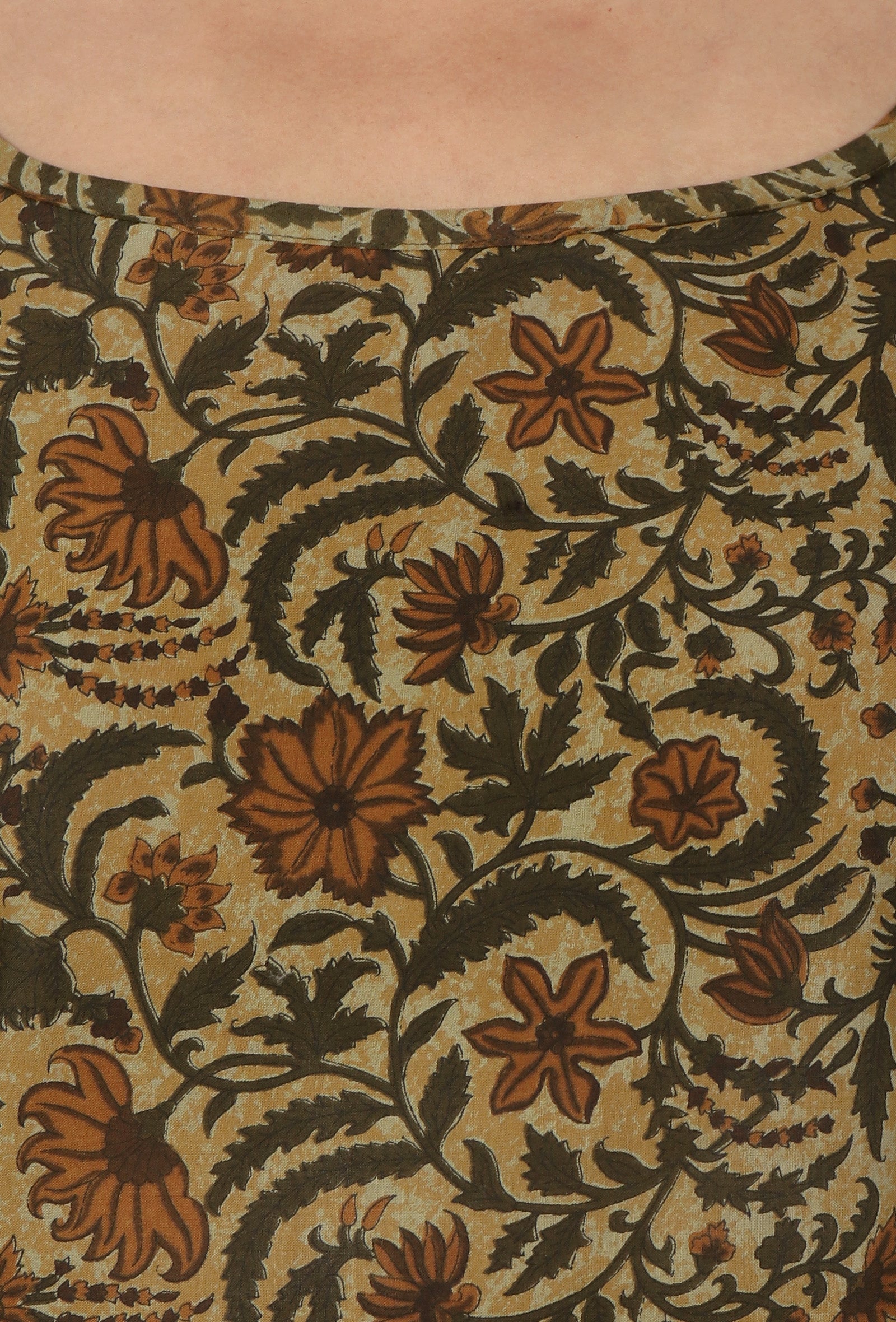 Kalamkari Printed Yellow Cotton Slip