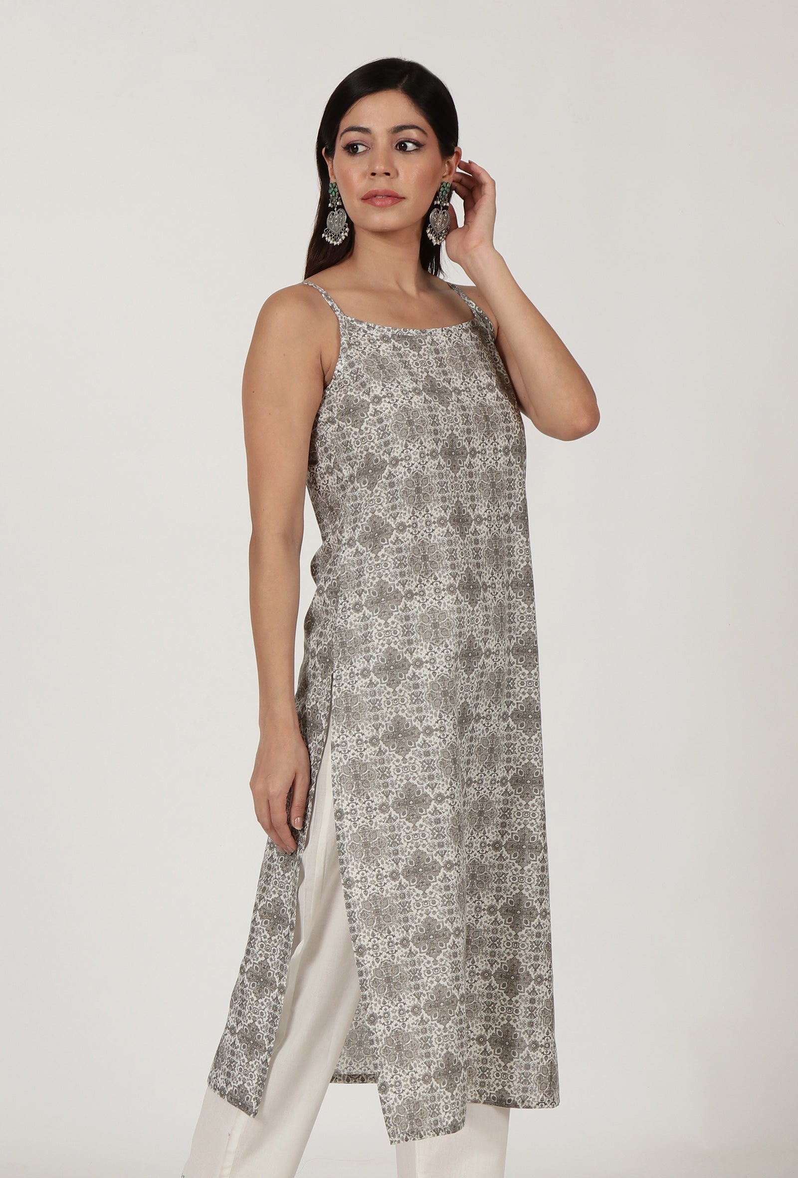 Multi Printed White Color Cotton Slip