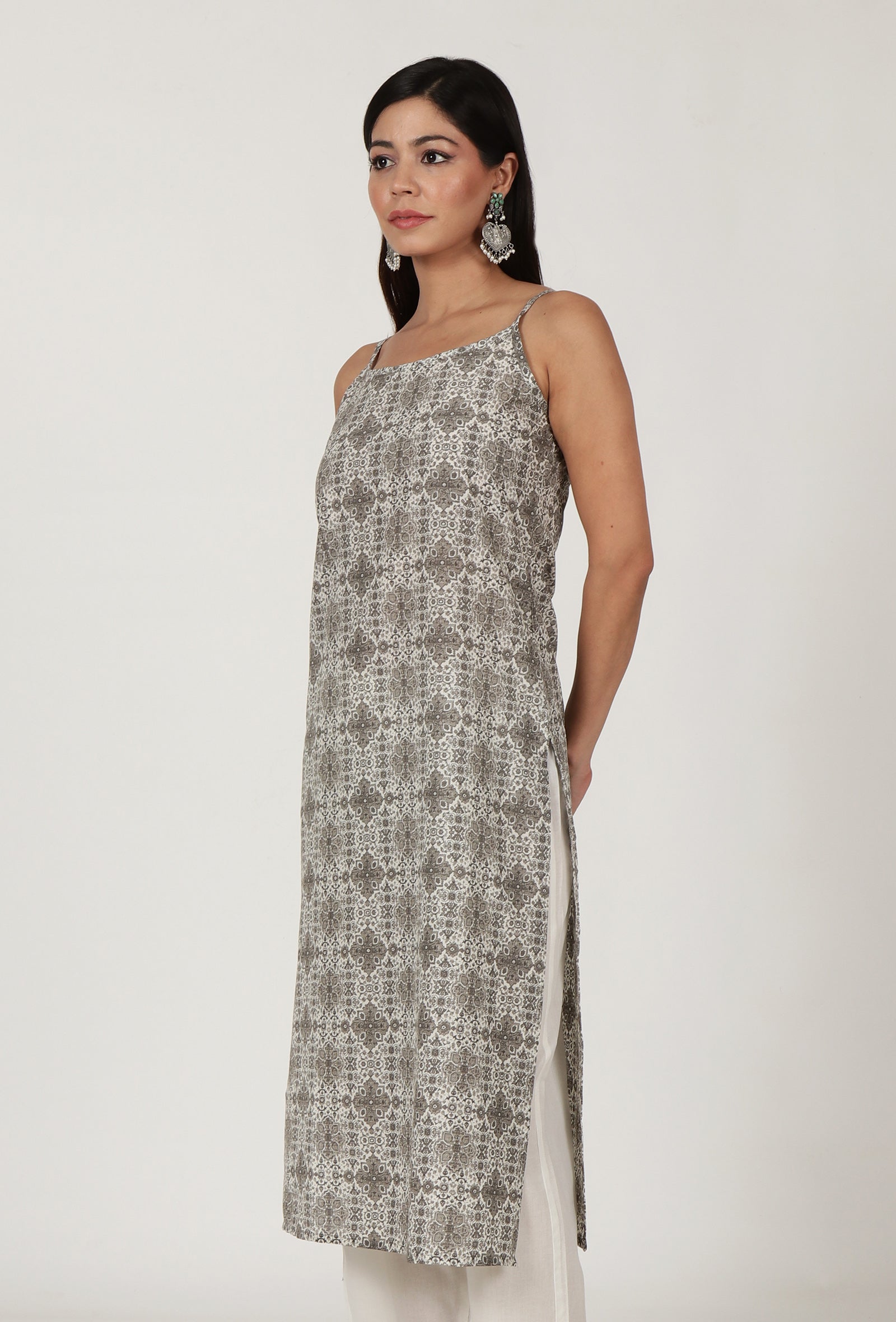 Multi Printed White Color Cotton Slip