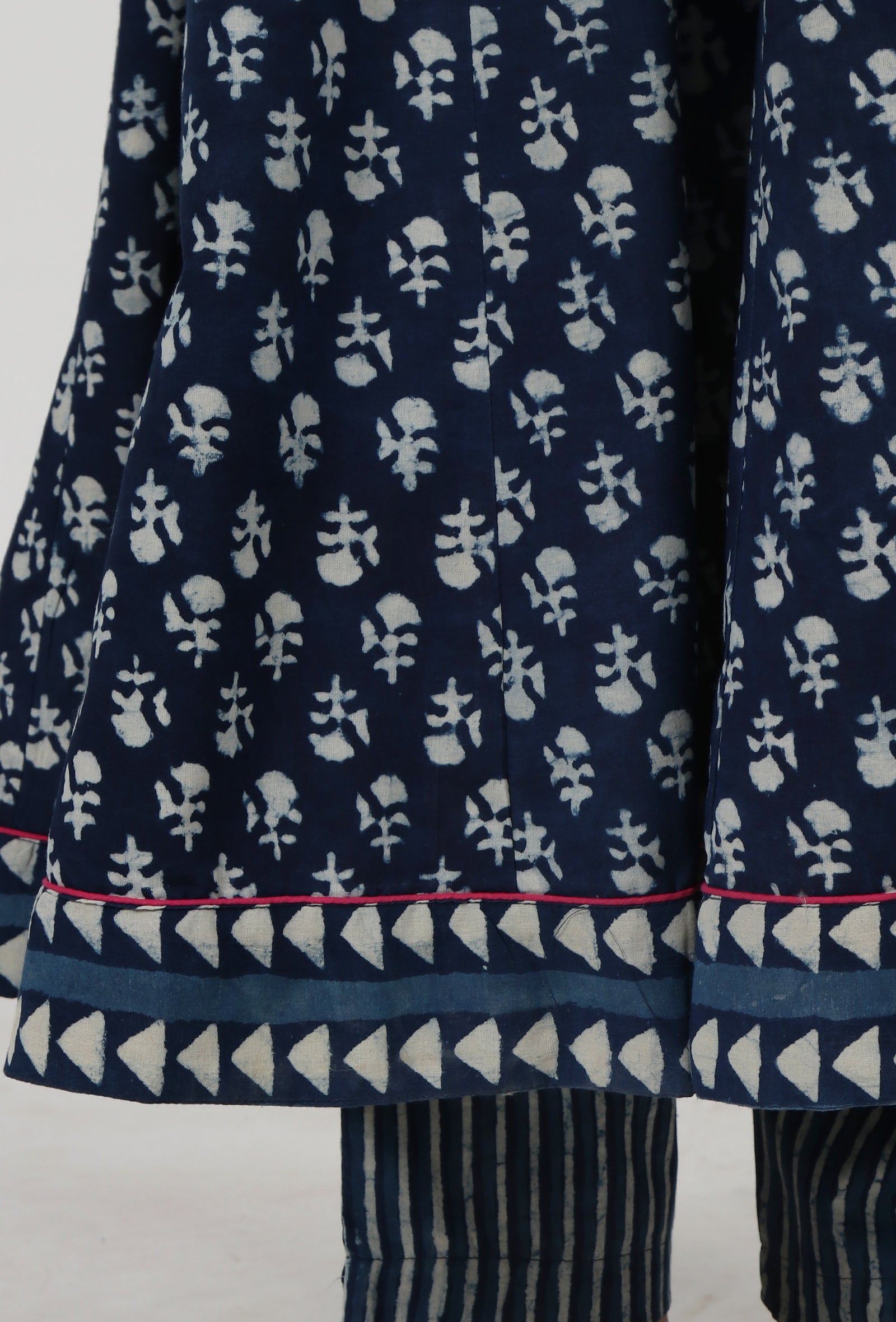 Indigo Printed Blue Cotton Anarkali