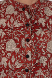 Set Of 2: Ajrakh Printed Red Cotton Anarkali & Pant Set