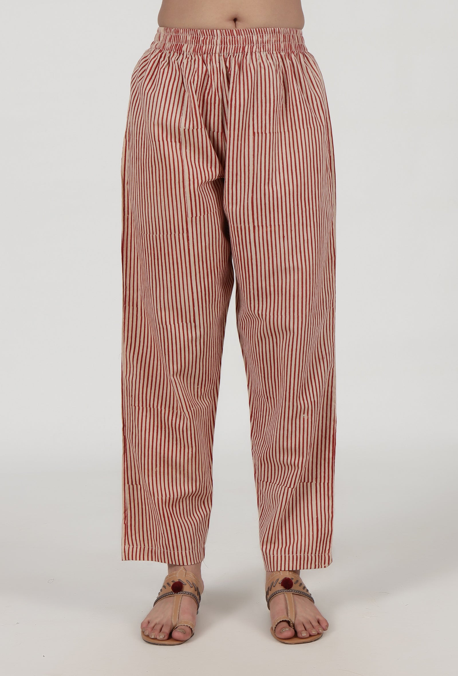 Ajrakh Printed White & Red Cotton Pant