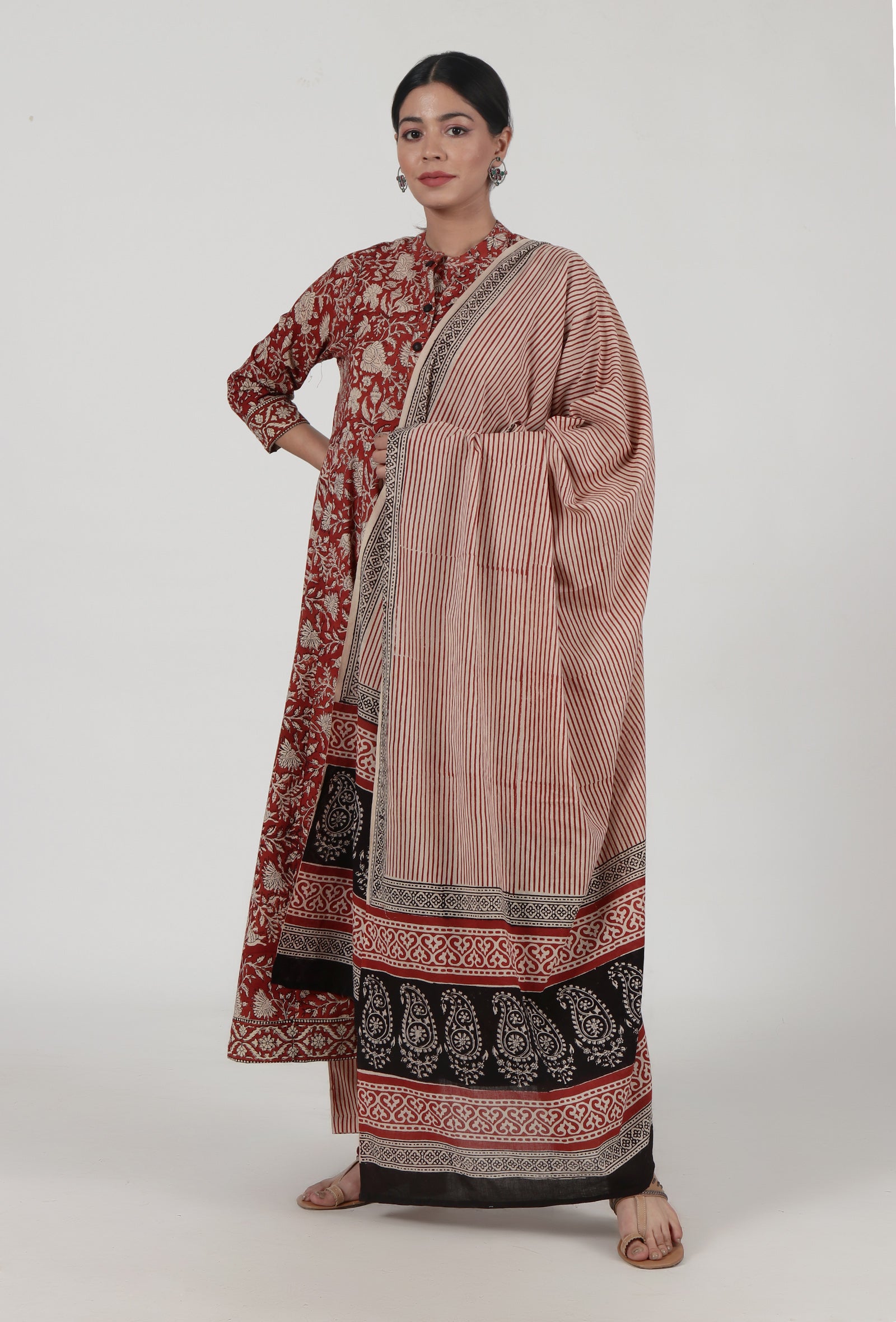 Ajrakh Printed Cotton Dupatta