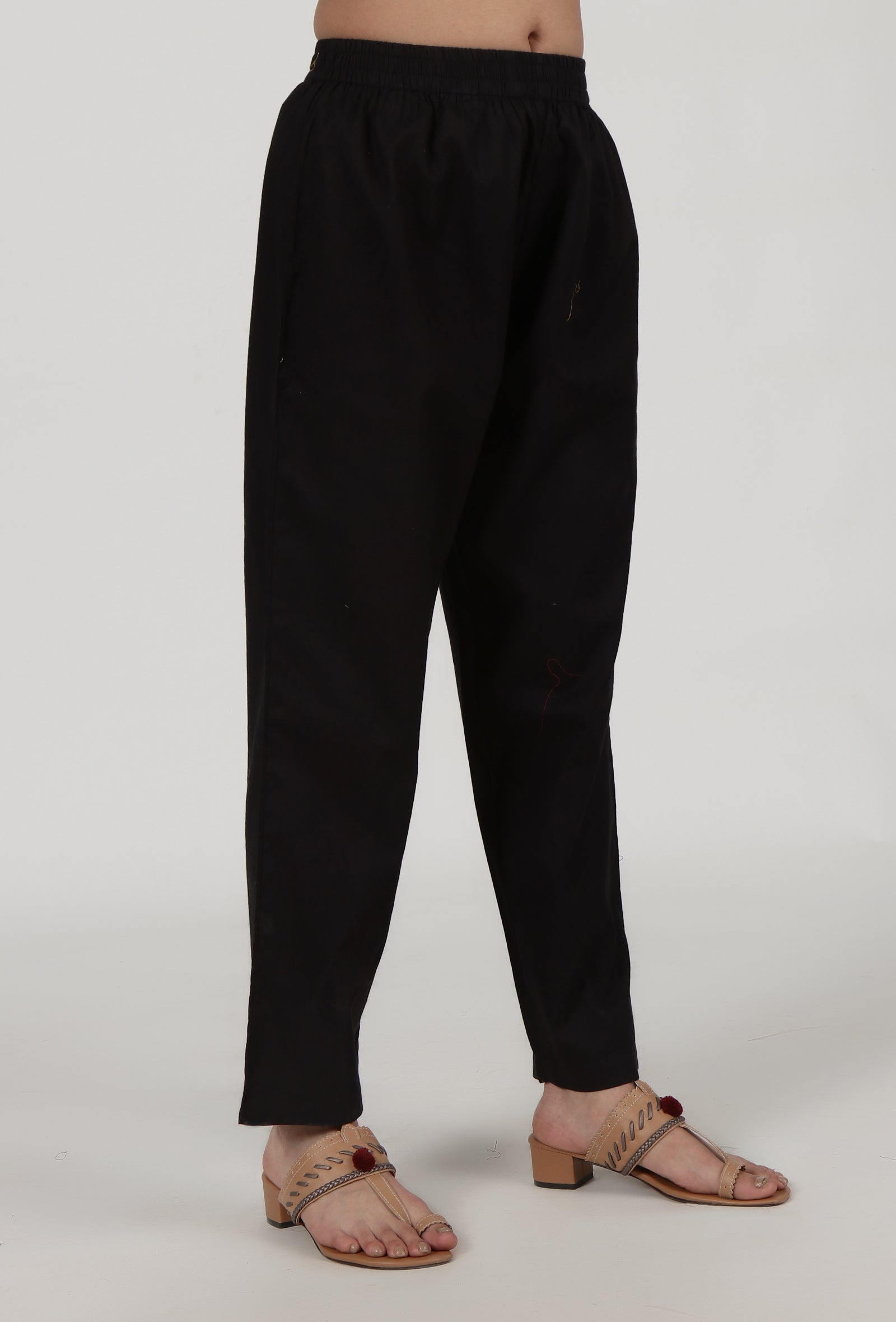 Comfortable black cotton pants for casual wear