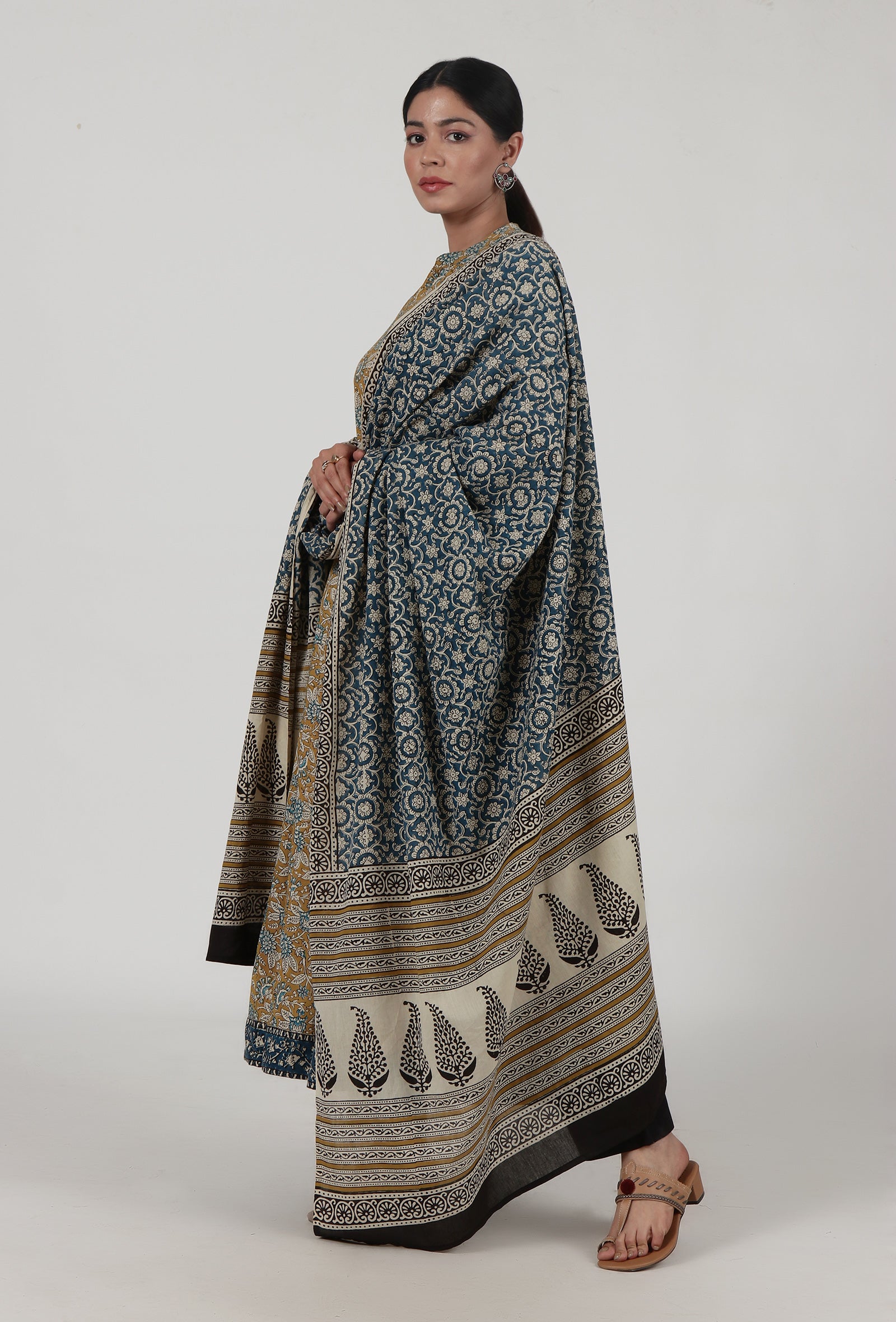 Ajrakh Printed Brown Cotton Dupatta