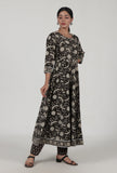 Ajrakh Printed Black Cotton Anarkali