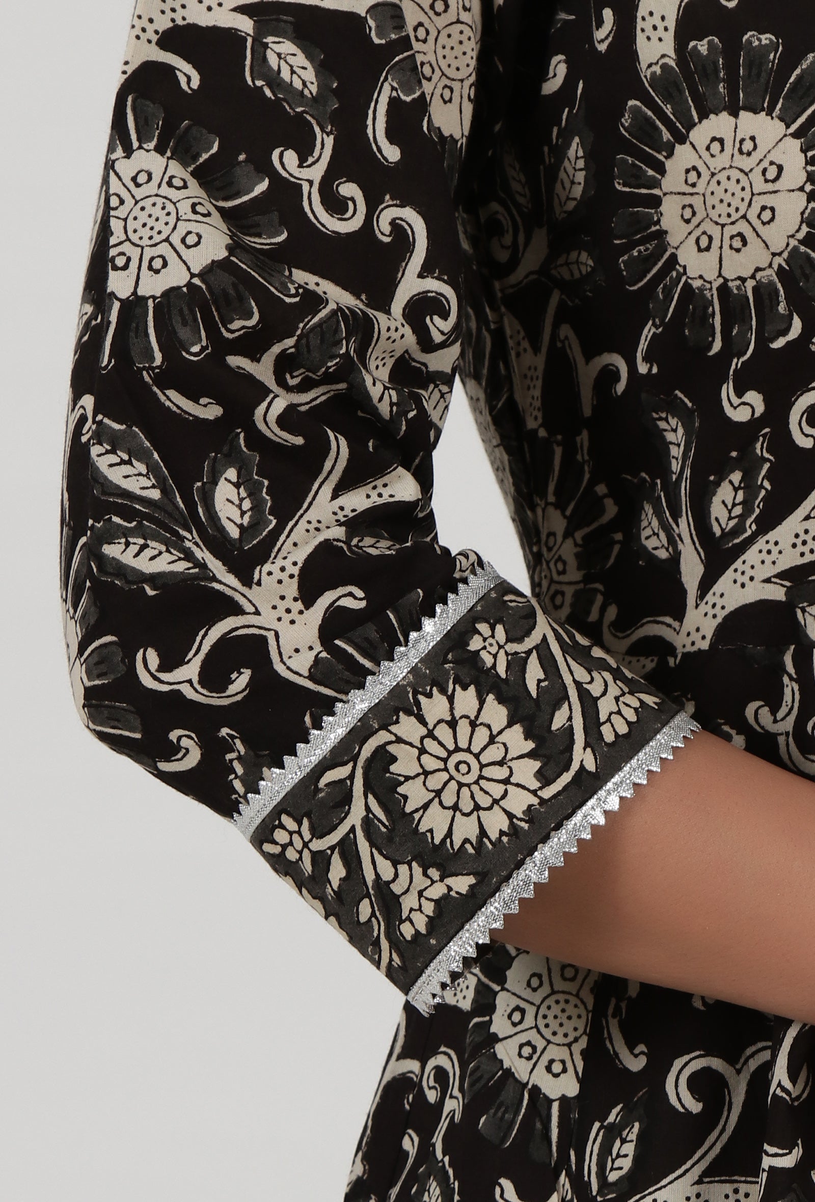 Ajrakh Printed Black Cotton Anarkali